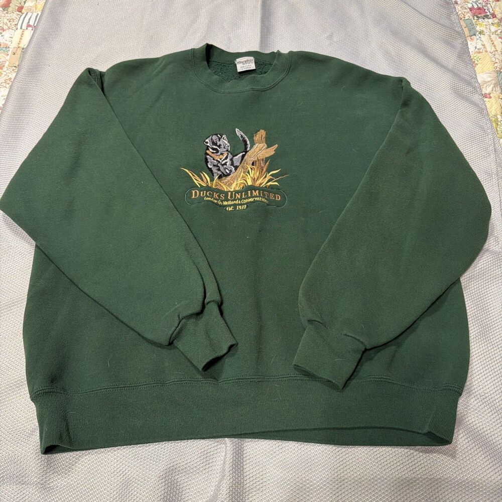 Ducks unlimited sweatshirt outdoors, Dog crewneck XL green Marathon Apparel